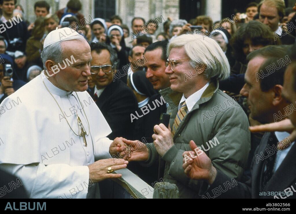 American Pop artist Andy Warhol meets Pope John Paul II in  Vatican CIty.