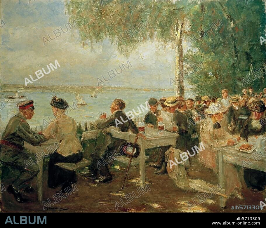 MAX LIEBERMANN. Liebermann, Max 1847-1935. "Gartenlokal an der Havel - Nikolskoe", (Garden Restaurant Along the Havel River at Nicolskoe), 1916. Oil on canvas, 71.5 × 78.5 cm. Berlin, SMB, Nationalgalerie.
