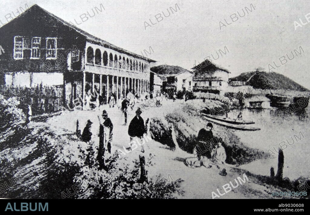 1900 photograph of Guayaquil (Santiago de Guayaquil) the largest and the most populous city in Ecuador; founded during the Spanish conquest.