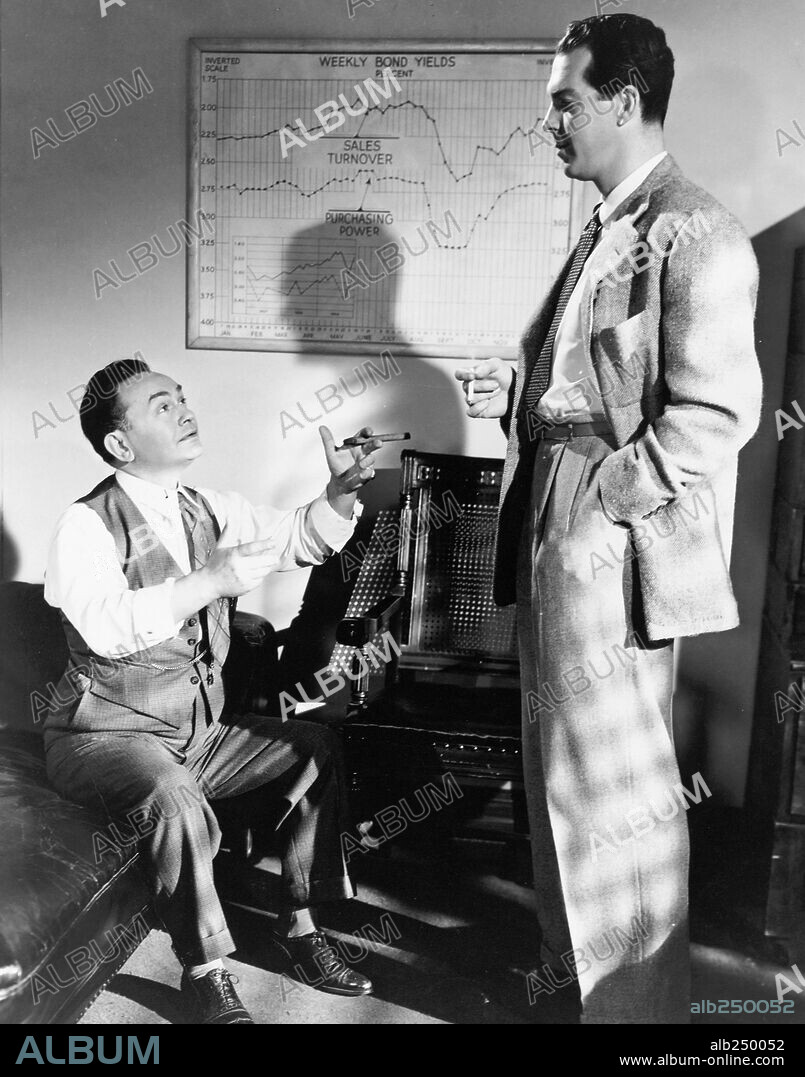 EDWARD G. ROBINSON y FRED MACMURRAY en PERDICIÓN, 1944 (DOUBLE INDEMNITY), dirigida por BILLY WILDER. Copyright PARAMOUNT PICTURES.