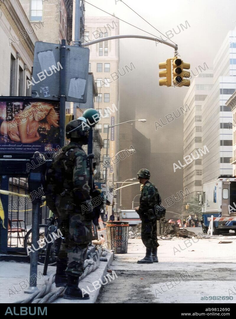 September 12, 2001. New York...13..9..01......World Trade Center Attack the National Guard Patrolling the Streets...Photo Corina Arranz...Archdc.
