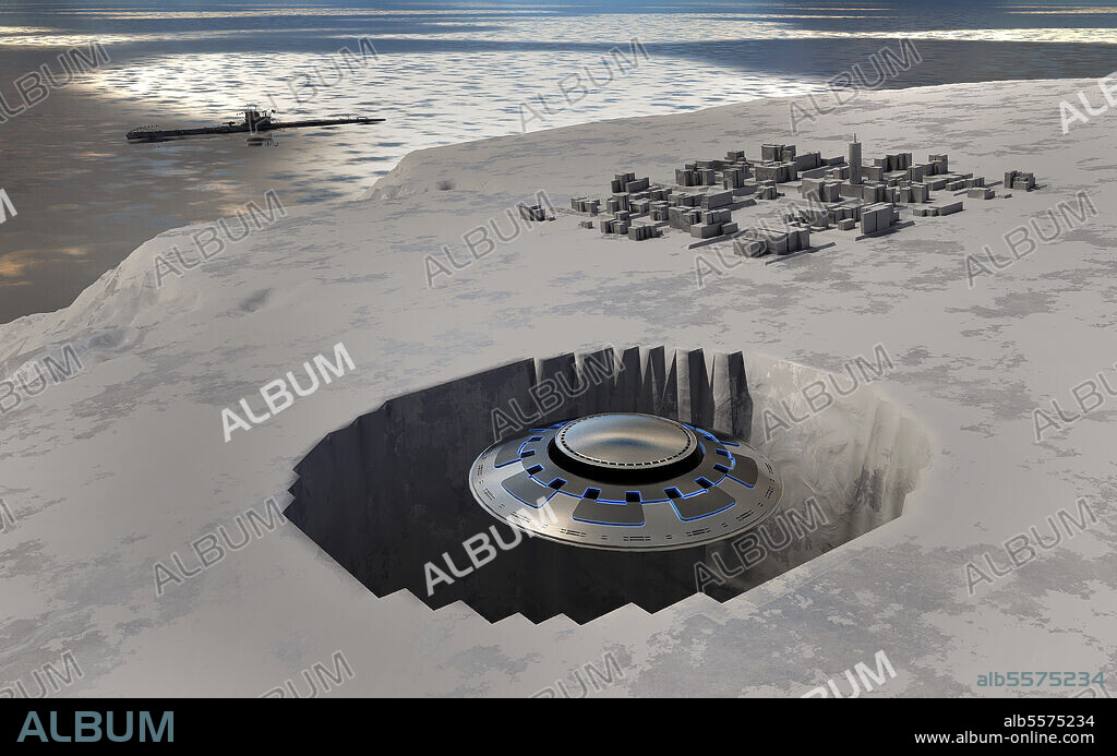 A German U-boat and a flying saucer arriving at the top secret Base 2ll, located in the Antarctic.