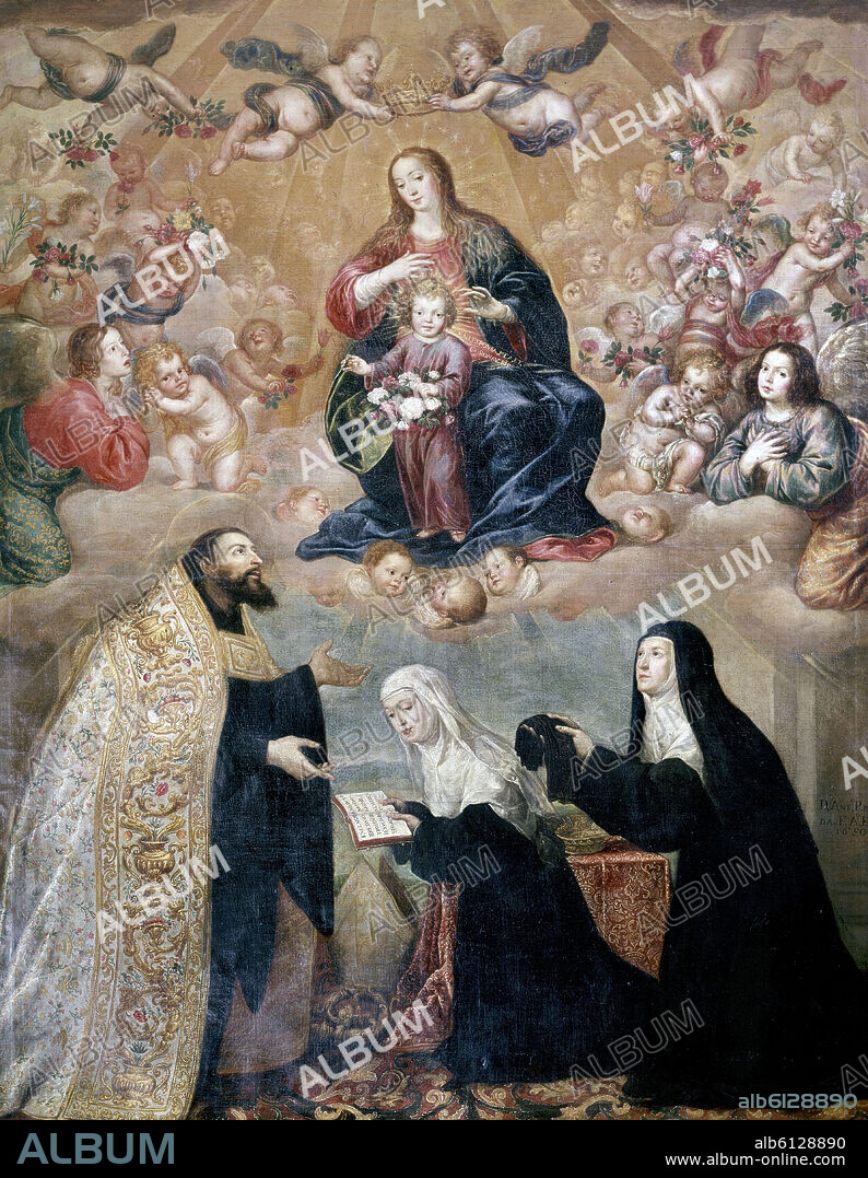 ANTONIO DE PEREDA (1600-1678). PROFESSION OF SISTER ANA MARGARITA OF AUSTRIA BEFORE SAINT AGUSTIN - NATURAL DAUGHTER PHILIP IV - 1650.