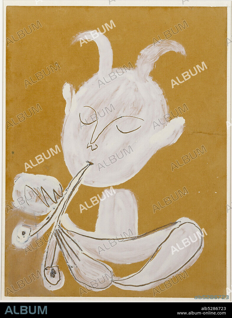 PABLO PICASSO. White Faun Playing the Double Flute (Faune blanc jouant de la diaule).