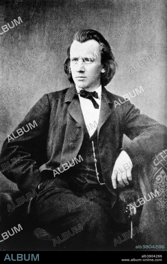 Johannes Brahms (May 17, 1833 - April 3, 1897) was a German composer and pianist, and one of the leading musicians of the Romantic period. Brahms spent much of his professional life in Vienna, Austria, where he was a leader of the musical scene. In his lifetime, Brahms's popularity and influence were considerable. Brahms composed for piano, chamber ensembles, symphony orchestra, and for voice and chorus. A virtuoso pianist, he premiered many of his own works. Brahms is often considered both a traditionalist and an innovator. Despite his reputation as a serious composer of large, complex musical structures, some of Brahms's most widely known and most commercially successful compositions during his life were small-scale works of popular intent aimed at the thriving contemporary market for domestic music-making. While completing the Op. 121 songs, Brahms developed cancer (sources differ on whether this was of the liver or pancreas). He died in 1897 at the age of 63. Photograph circa 1866.