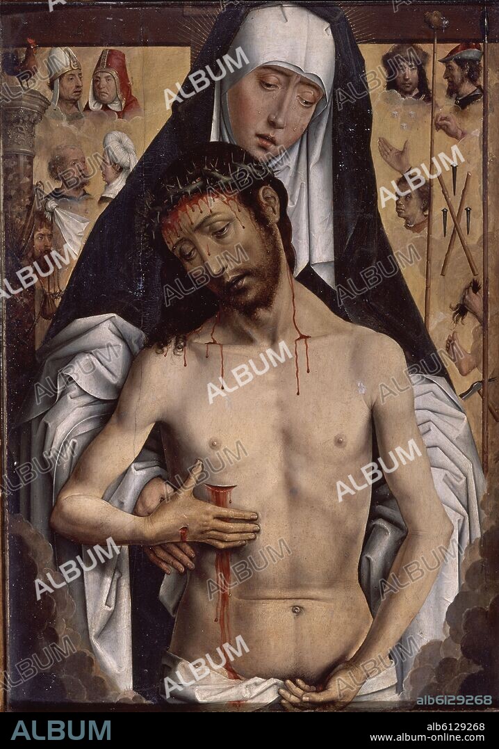 HANS MEMLING (1435-1494). VIRGEN CON CRISTO MUERTO - PINTADO HACIA 1475 - O/T - 53,3 x 37,9 cm.