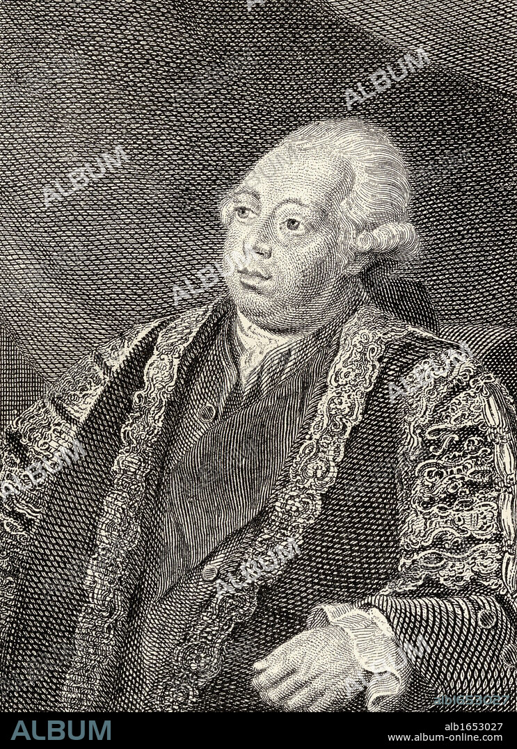 Lord North Frederick North 2nd Earl of Guilford 1732 - 1792 Prime Minister of Great Britain After the painting by Nathaniel Dance From Memoirs of Eminent Etonians by Sir Edward Creasy published London 1876.