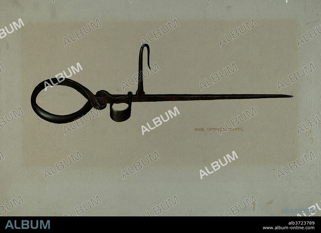 ROSE CAMPBELL-GERKE. Miner's Candlestick. Dated: c. 1940. Dimensions: overall: 24.6 x 35.4 cm (9 11/16 x 13 15/16 in.). Medium: watercolor, graphite, and pen and ink on paperboard.