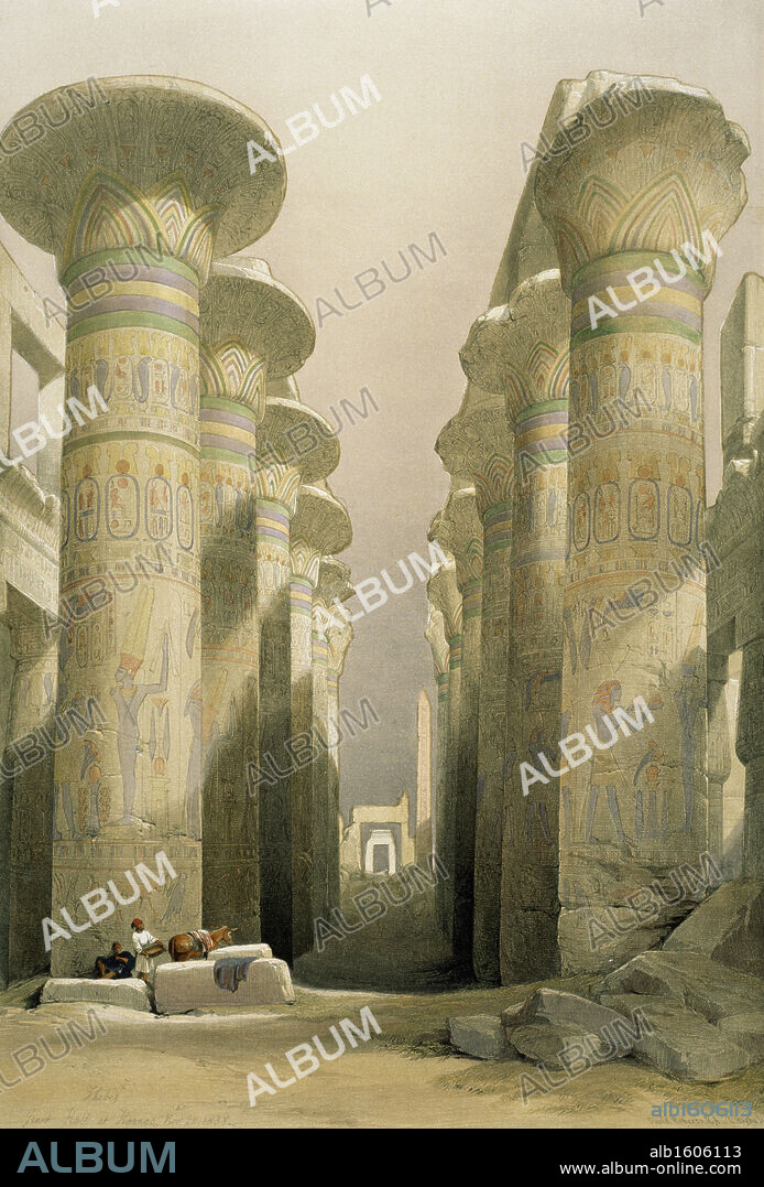 Central Avenue of the Great Hall of Columns, Karnak - from Egypt and Nubia 1846-1849 David Roberts (1796-1864 Scottish) Newberry Library, Chicago.