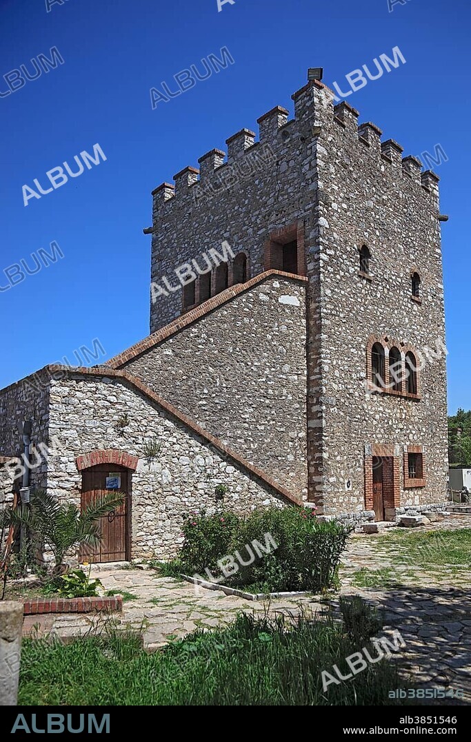 Courtyard of the Venetian Castle in the ruins of the ancient city of Butrint, UNESCO World Cultural Heritage Site, Butrint, near Saranda, Vlorë County, Albania, Europe.