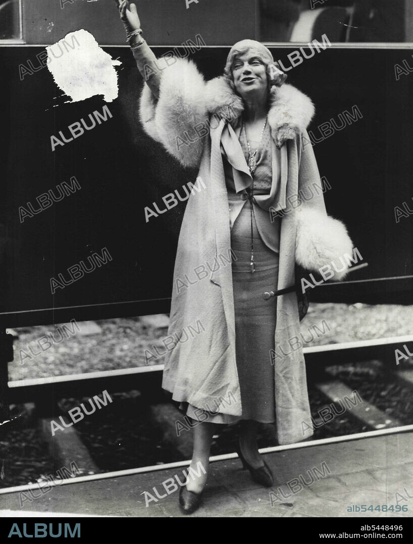 Texas Guinan Gets Into France - Texas Guinan, the night club Queen of New York, arrived in Paris today, May 10, from the S.S. Bremen. Much excitement was caused last year when she arrived at Cherbourg with her Troupe of "Whoopee Girls," and was not allowed to enter France. June 20, 1932. (Photo by Associated Press Photo).