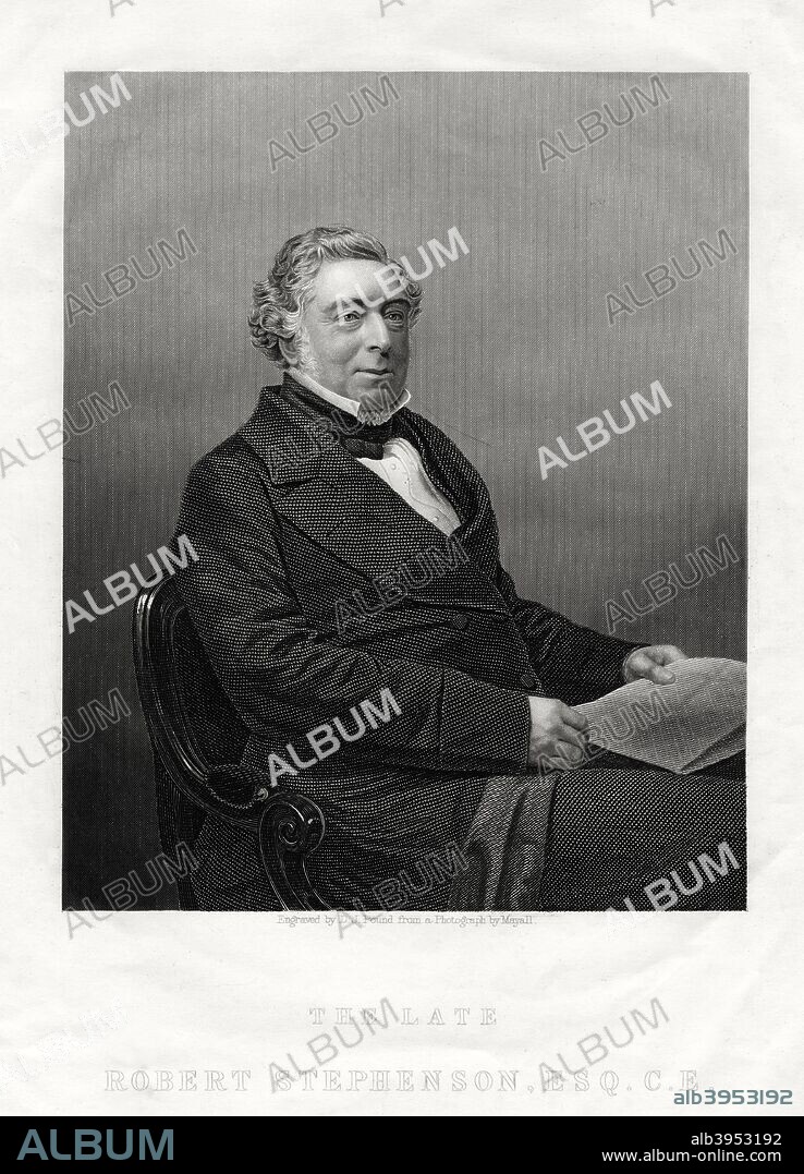 Robert Stephenson, English civil engineer, 1880. Stephenson (1803-1859) was the only son of George Stephenson, the famed railway and locomotive engineer; many of the achievements popularly credited to his father were actually joint efforts of father and son.