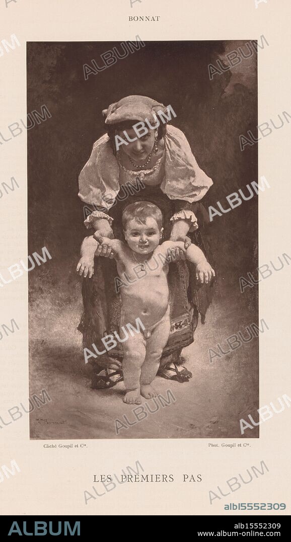 Bonnat, Léon, Goupil & Cie, Les premiers pas, Reproduction of Les premiers pas by Léon Bonnat, recto - printed, photomechanical print, reproduction, page, photos, photographically illustrated books, height 242 mm, width 139 mm, French, photographer, 1867 - 1880, paper, papier, Woodburytypie, clichémaker, Work conception, 1833-06-20 - 1922-09-08.