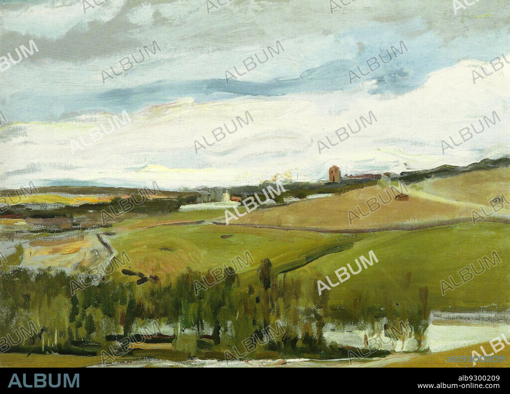JOAQUIN SOROLLA Y BASTIDA. Joaquín Sorolla/ Estudio de paisaje, Vista de Ávila, 1913. Óleo sobre tela, 62 x 84,50 cm.