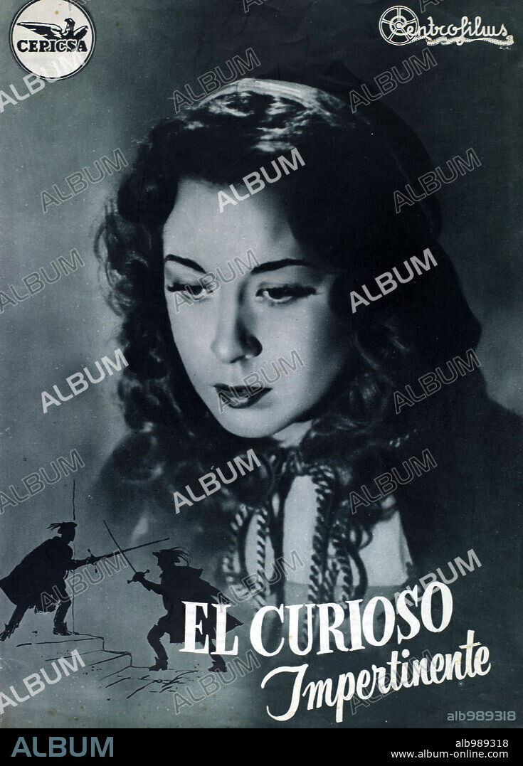 Poster de EL CURIOSO IMPERTINENTE, 1953, dirigida por FLAVIO CALZAVARA. Copyright VALENCIA FILMS.