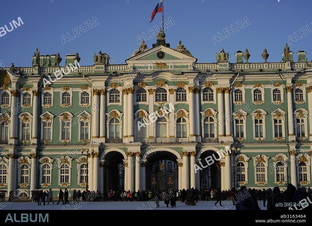 Russia. Saint Petersburg. The State Hermitage Museum. Winter Palace. 18th-19th centuries. Facade.
