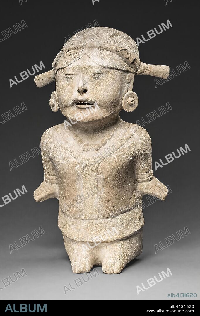 CLASSIC VERACRUZ. Figure of a Woman in Ceremonial Dress. Possibly Totonac, Nopiloa; Veracruz, south-central Gulf Coast, Mexico. Date: 700 AD-900 AD. Dimensions: H. 35.6 cm (14 in.). Ceramic. Origin: Southern Veracruz.