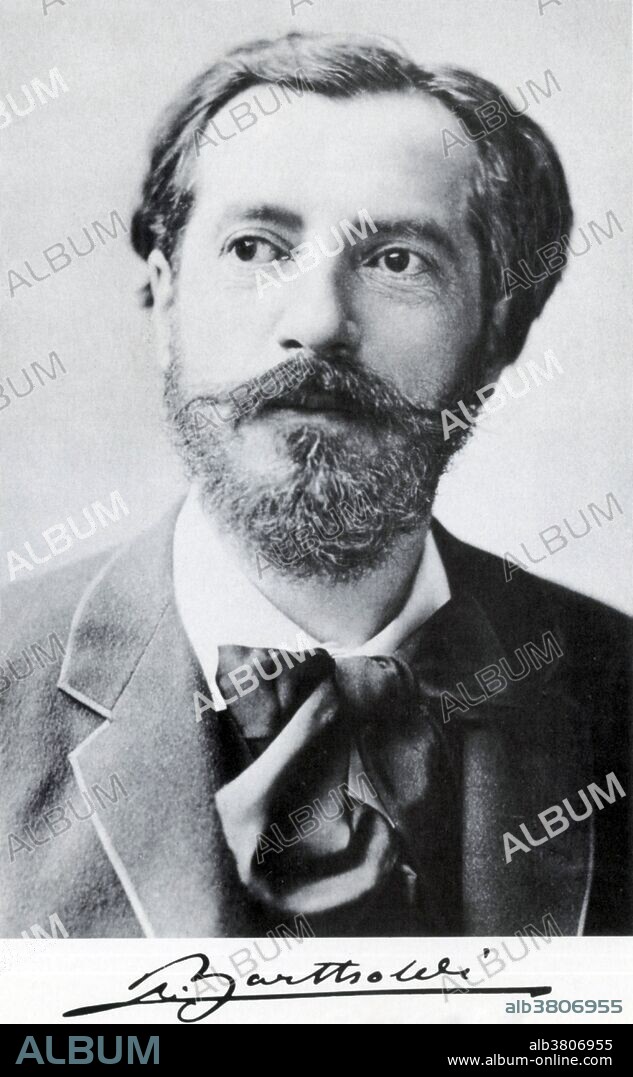 FrÃ©dÃ©ric Auguste Bartholdi (August 2, 1834 - October 4, 1904) was a French sculptor. He attended the Lycee Louis-le-Grand in Paris, and received a BA in 1852. He then went on to study architecture at the Ã‰cole nationale supÃ©rieure des Beaux-Arts as well as painting under Ary Scheffer in his studio in the Rue Chaptal. Later, he turned his attention to sculpture, which afterward exclusively occupied him. The work for which Bartholdi is most famous is Liberty Enlightening the World, better known as the Statue of Liberty. Before starting his commission, Bartholdi had traveled to the United States and personally selected Bedloe's Island in New York Harbor as the site for the statue. The United States agreed to responsibility for funding the building of the pedestal, with about $300,000 being raised. In October 1886, the structure was officially presented both to the nation and to all aspirers to liberty within the world, as the joint gift of the French and American people. He died of tuberculosis in 1904 at the age of 70. No photographer credited, undated.