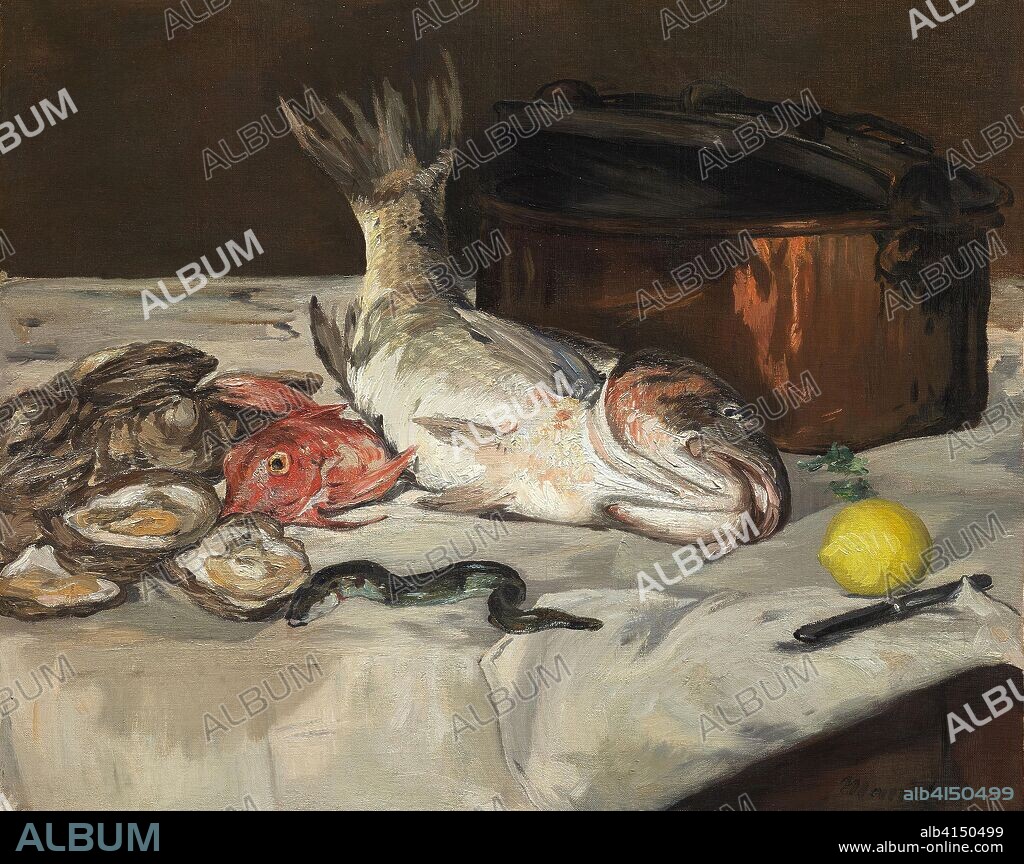 EDOUARD MANET. Fish (Still Life). Édouard Manet; French, 1832-1883. Date: 1864. Dimensions: 73.5 × 92.4 cm (28 15/16 × 36 3/8 in.). Oil on canvas. Origin: France.