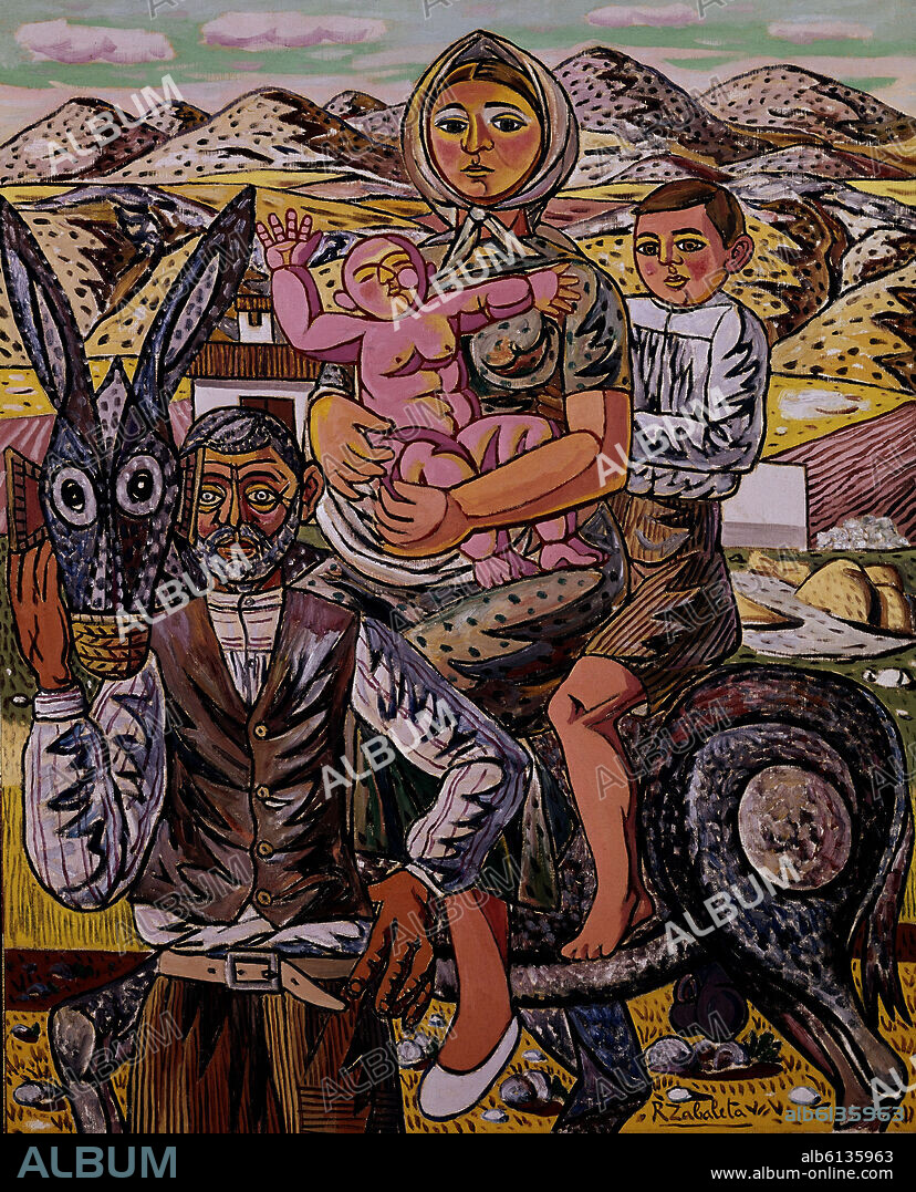 RAFAEL ZABALETA (1907-1960). CAMPESINOS DE VUELTA DE LA FERIA - SIGLO XX.