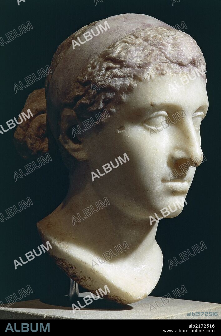 Marble head of Cleopatra VII. Roman Civilisation, 50-30 BC.