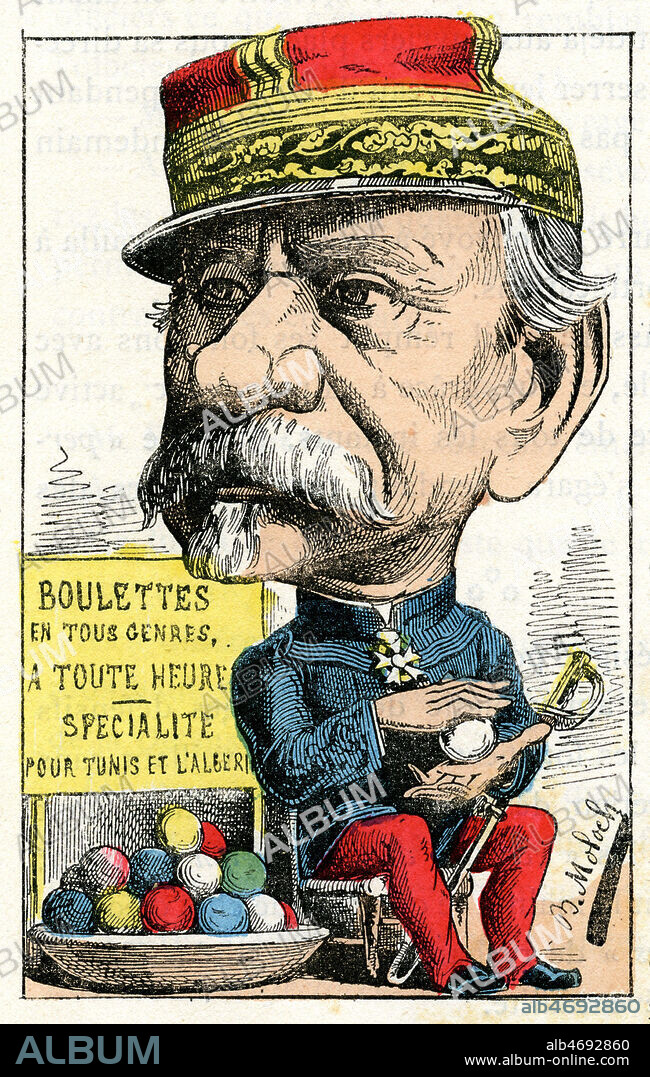 Jean Joseph FARRE (1816-1887). Caricature de 1882 par MOLOCH (1849-1909) pour Le Trombinoscope de TOUCHATOUT (1835-1911), fin 19eme siecle. Credit Collection KHARBINE TAPABOR.