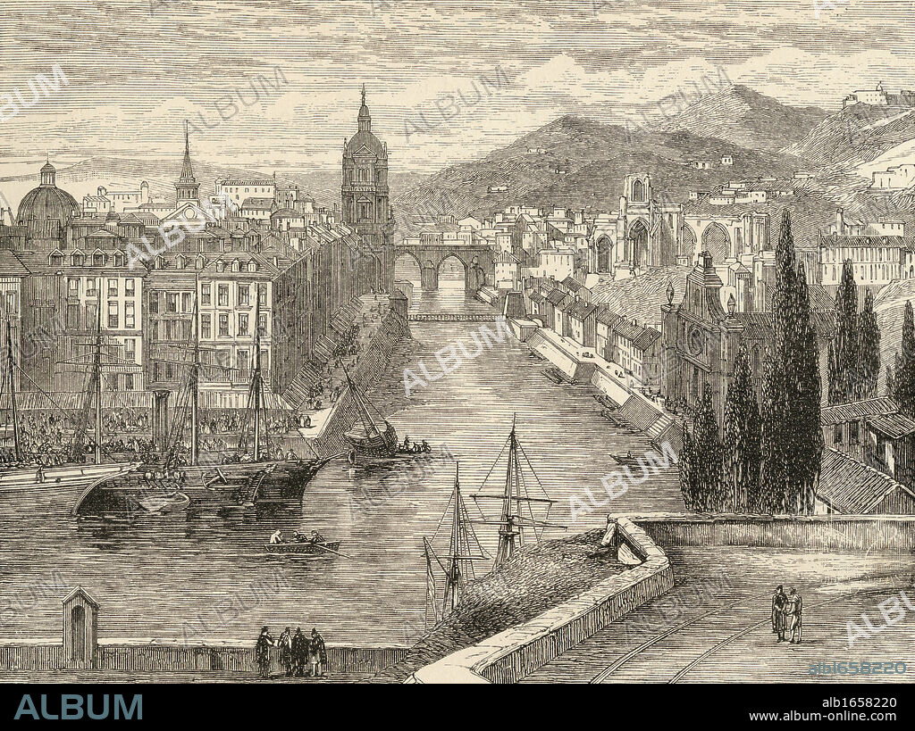 Bilbao,Spain. From the book "Spanish Pictures" by the Rev Samuel Manning, published 1870.