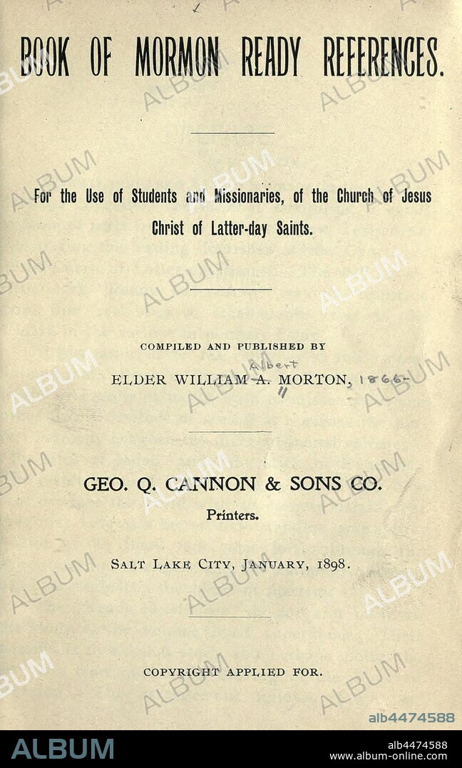 Book of Mormon ready references : for the use of students and missionaries of the Church of Jesus Christ of Latter-day Saints : Morton, William A.