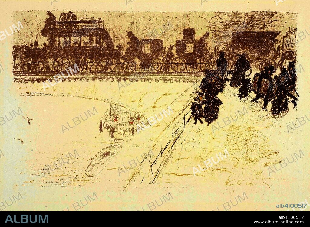 PIERRE BONNARD. The Bridge (Le pont). Dimensions: 40.5 cm x 52.8 cm, 26 cm x 40.7 cm.