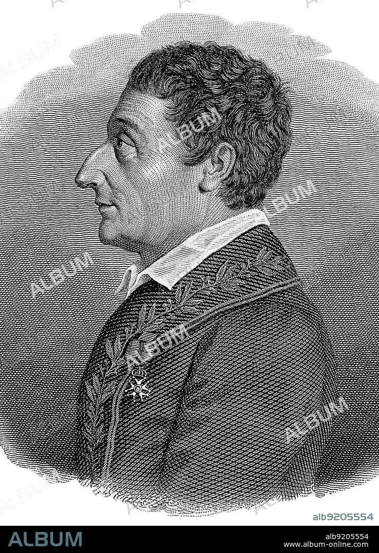 Joseph-Louis Lagrange (1736-1813), also known as Giuseppe Luigi Lagrangia, Italian-French mathematician and astronomer who made significant contributions to the fields of analysis, number theory, and both classical and celestial mechanics. Line engraving by Antonio Locatelli, 1837.