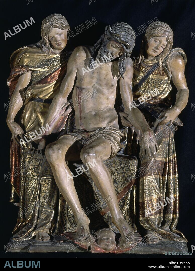 DIEGO DE SILOE (1495-1563). CRISTO MUERTO SOSTENIDO POR ANGELES - SIGLO XVI - RENACIMIENTO ESPAÑOL - DETALLE DEL RETABLO DE SANTA ANA.