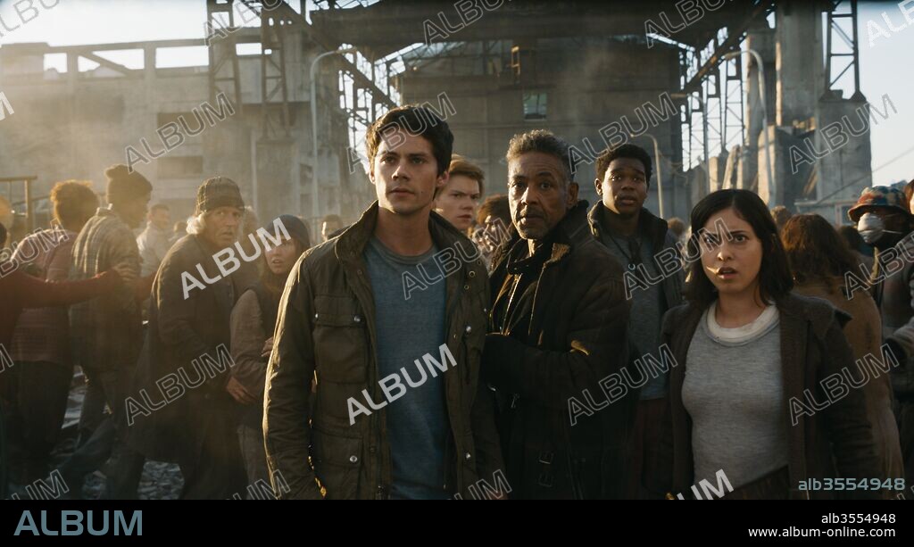 DEXTER DARDEN, DYLAN O'BRIEN, GIANCARLO ESPOSITO, ROSA SALAZAR and THOMAS BRODIE-SANGSTER in MAZE RUNNER: THE DEATH CURE, 2018, directed by WES BALL. Copyright Gotham Group / Temple Hill / 20th Century-Fox Film Corporati.