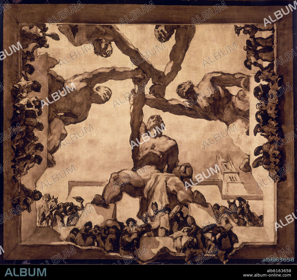JOSEP MARIA SERT. BOCETO PARA LA LECCION DE SALAMANCA PINTADO PARA LA SALA FRANCISCO DE VITORIA DEL PALACIO DE LAS NACIONES DE GINEBRA - 1935-1936 - O/T - 1,16 x 1,32.