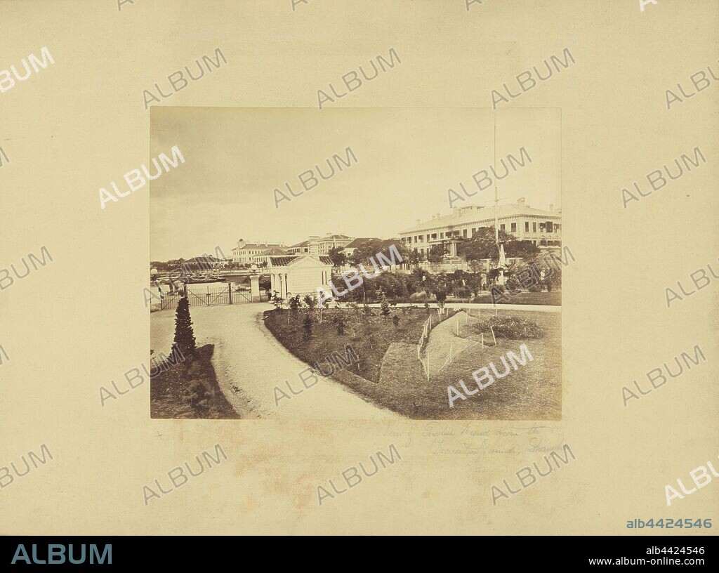 View of English Bund from the Lucuation Grounds, Shanghai, Unknown, Shangai, China, 1860s - 1870s, Albumen silver print, 20.3 x 26.7 cm (8 x 10 1/2 in.).