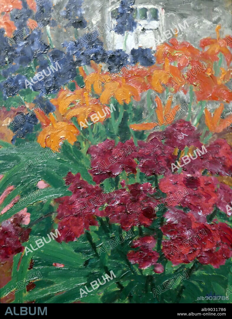 Flower Garden, 1917, by Emil Nolde. Emil Nolde (born Hans Emil Hansen; 7 August 1867 - 13 April 1956) was a German-Danish painter and printmaker. He was one of the first Expressionists, a member of Die Brucke, and was one of the first oil painting and watercolour painters of the early 20th century to explore colour. Even though his art was included in the Entartete Kunst exhibition of 1937, Nolde was a racist, antisemite and a staunch supporter of Nazi Germany.