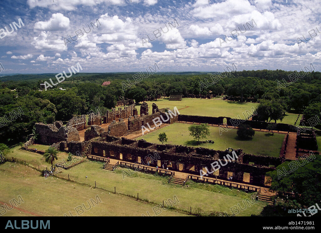 ARGENTINA. SAN IGNACIO MINI. Vista aérea de las ruinas jesuiticas. Misiones.