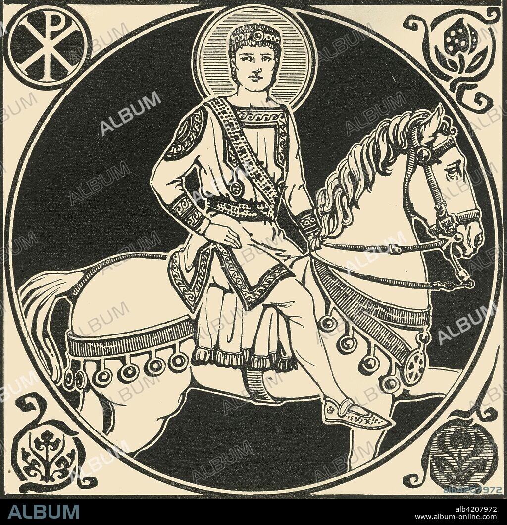 'The Emperor Justinian', 1924. From "Costume & Fashion - The Evolution of European Dress Through the Earlier Ages", by Herbert Norris. [J. M. Dent and Sons Ltd, E. P. Dutton and Co. London and Toronto, 1924].