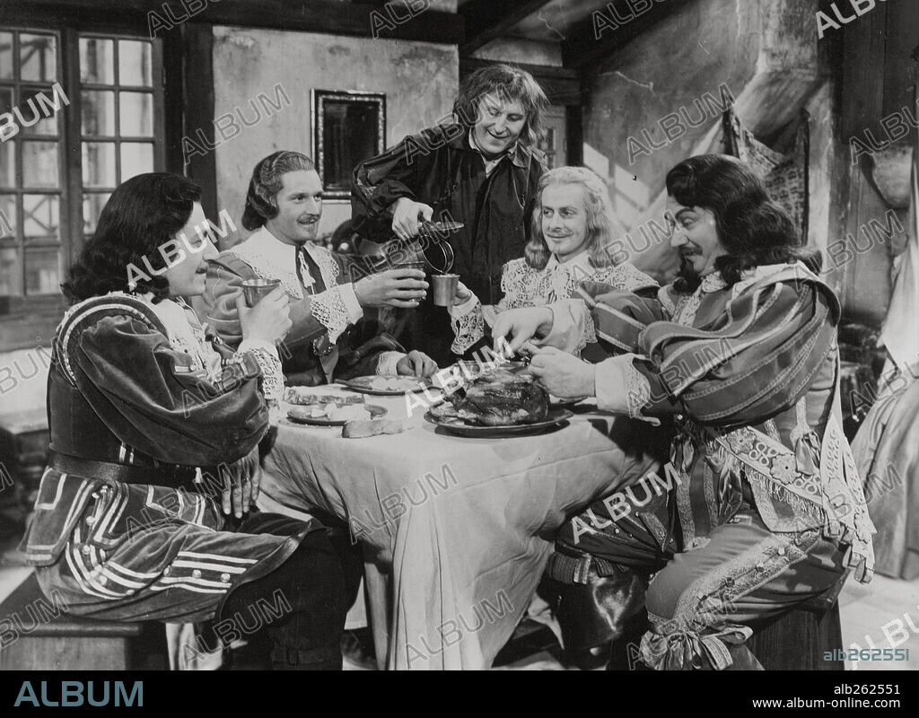 ALAN MARSHALL, BOURVIL and GINO CERVI in THE THREE MUSKETEERS, 1953 (LES TROIS MOUSQUETAIRES), directed by ANDRE HUNEBELLE.