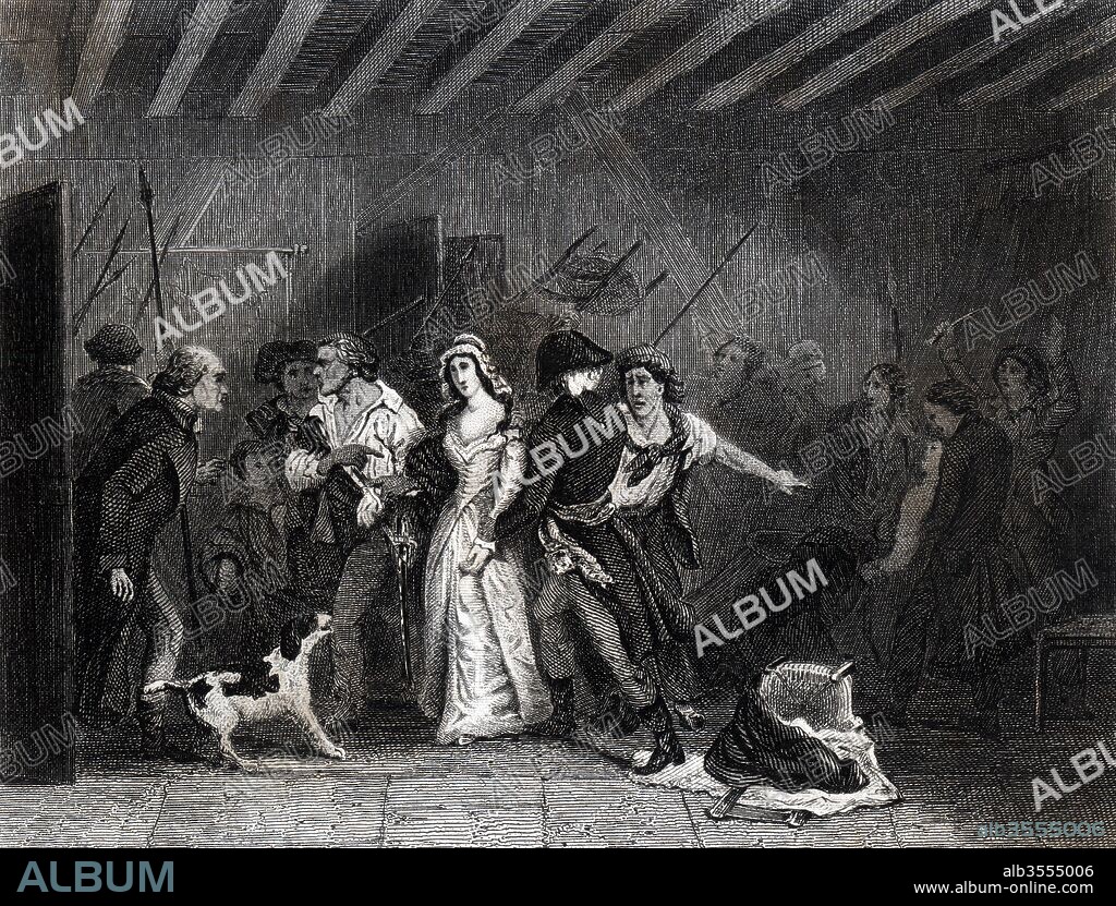 Francia. París. Asesinato de Jean Paul Marat (1743-1793), por Charlotte Corday (1768-1793). Grabado de 1864.