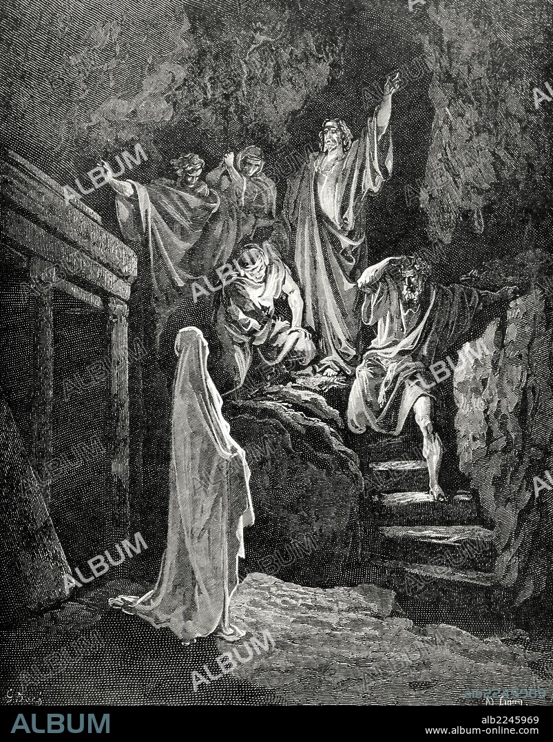 PAUL GUSTAVE DORÉ. Resurrection of Lazarus. Engraving by Gustave Dore. Gospel of John, XI.