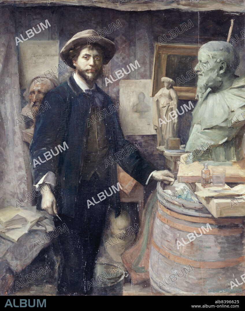 LOUISE CATHERINE BRESLAU. Portrait de Jean Carriès dans son atelier, between 1886 and 1887.