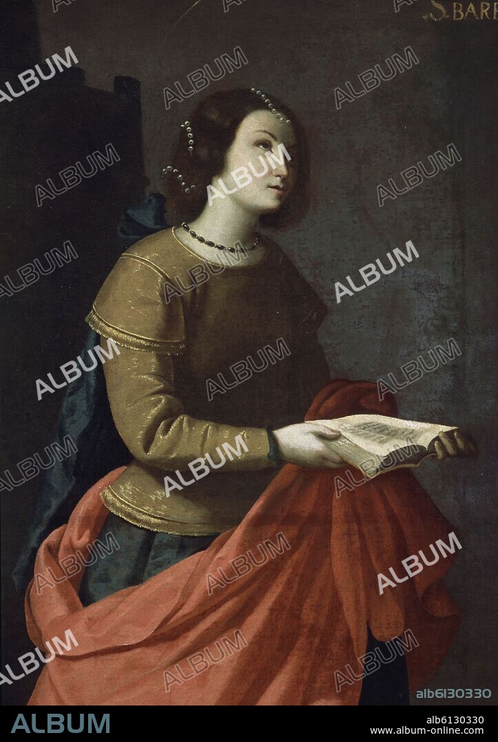FRANCISCO DE ZURBARAN. SANTA BARBARA-DETALLE MITAD SUPERIOR-CONJUNTO EN Nº 16158.