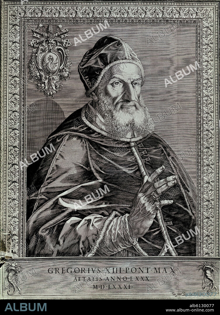 Gregory XIII (Gregorio XIII), pope from 1572 to 1585.. Madrid, San Lorenzo del Escorial, monastery library.