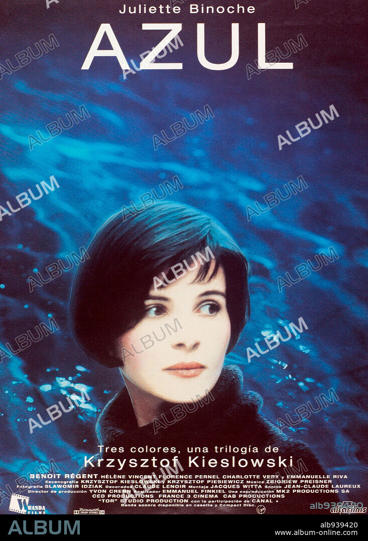 Affiche de TROIS COULEURS: BLEU, 1993, réalisé par KRZYSZTOF KIESLOWSKI. Copyright MK2/CED/FRANCE 3/CAB/TOR/CANAL +.
