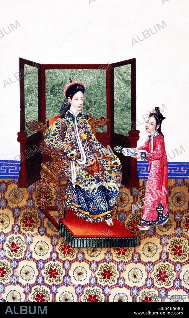 Scenes of Service from a small album known as 'Chinese Drawings: Court and Society', showing contemporaneous style and fashion at the Qing Court. The Qing Dynasty was the last dynasty of China, ruling from 1644 to 1912. Qing rulers were of the Jurchen Aisin Gioro clan, a nomadic tribe that originated northeast of the Great Wall in contemporary Northeastern China. Over the course of its reign, the Qing became highly integrated with Chinese culture, learning Chinese and participating in rituals. The imperial examinations continued and Han civil servants administered the empire alongside Manchu ones.