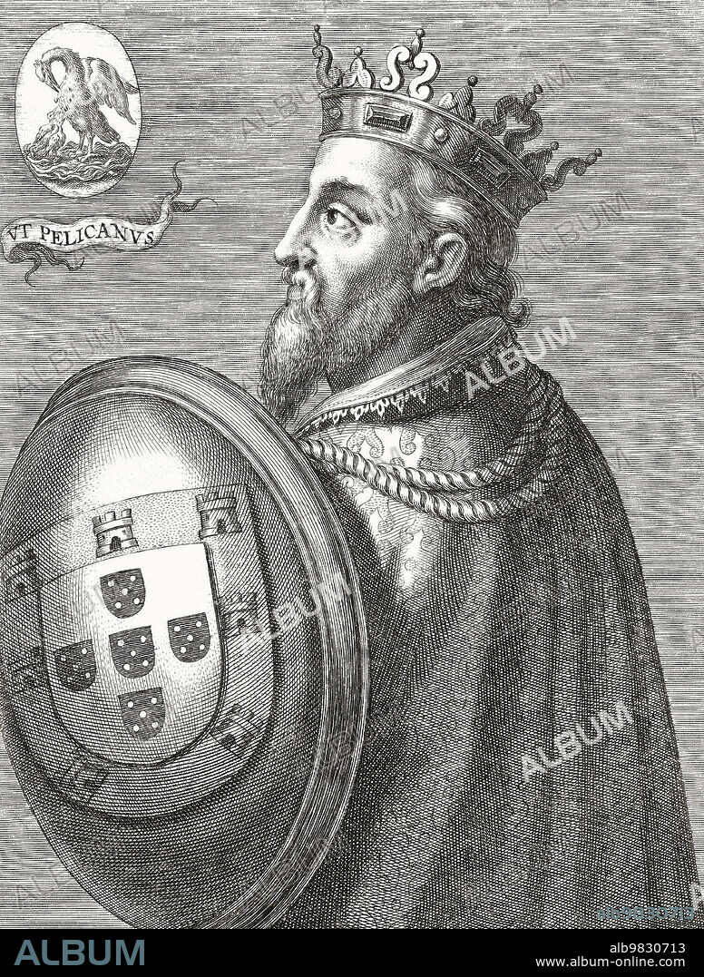 King Ferdinand I of Portugal, 1345 - 1383. Nicknamed the Handsome or the Inconstant. After a 17th century engraving.