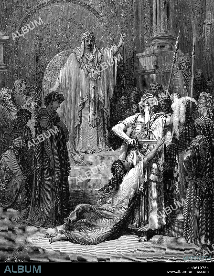 GUSTAVE DORé. 'Judgement of Solomon', 1866. From the Bible (I Kings 3.25).