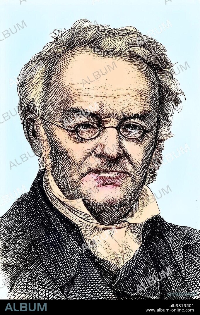 Carl Ritter; 1779-1859; considered one of the founders of scientific geography; Berlin Society for Geography; historical engraving; ca. 1869; Historic; digitally restored reproduction from a 19th century original; coloured; exact date unknown.