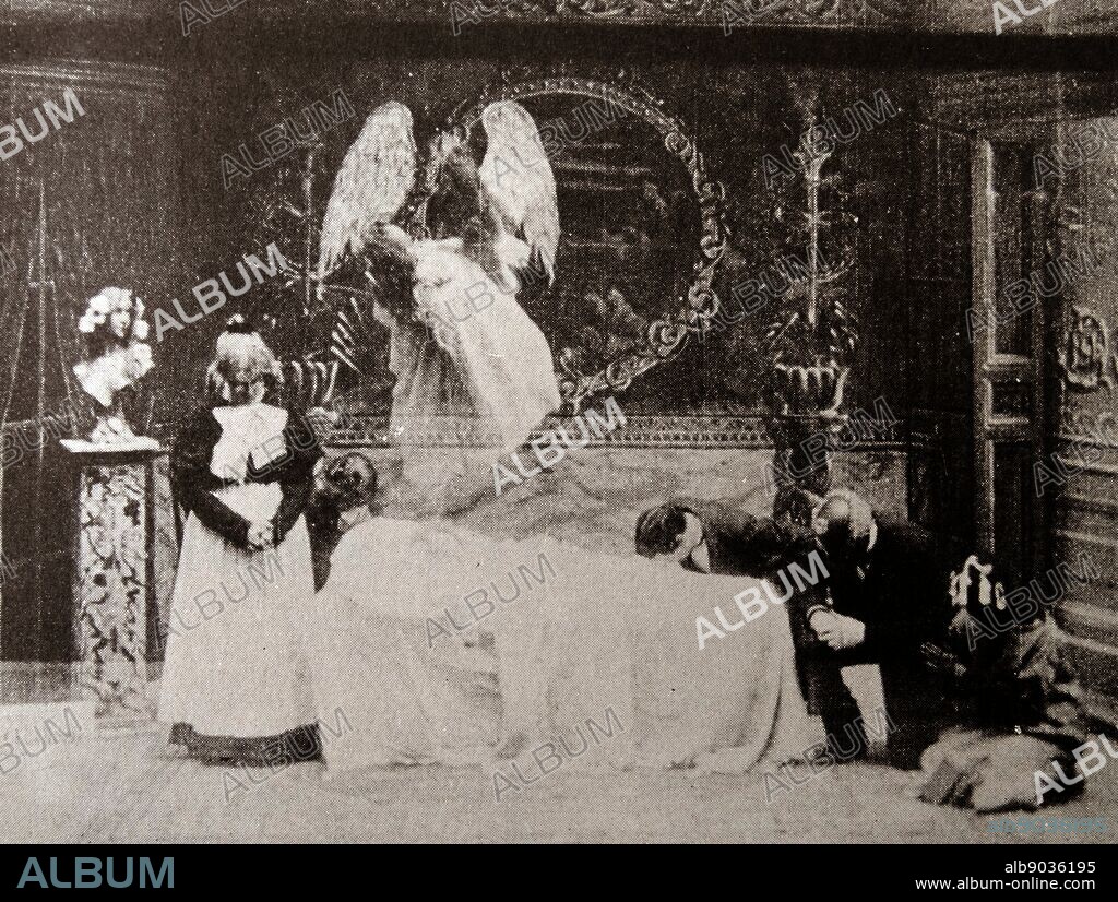 Uncle Tom's Cabin 1927 directed by Harry A. Pollard Death of Little Eva. Aunt Sally bows her head, Uncle Tom his knee, while the angel gathers up the departed.