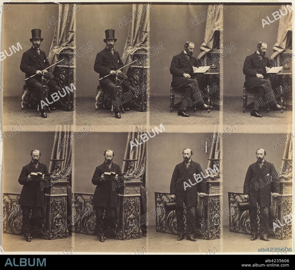 Monsieur Merlen, 1861. André-Adolphe-Eugène Disdéri (French, 1819-1889). Albumen print from wet collodion negative, uncut carte-de-visite proof print; image: 19.9 x 23.1 cm (7 13/16 x 9 1/8 in.); matted: 35.6 x 45.7 cm (14 x 18 in.).